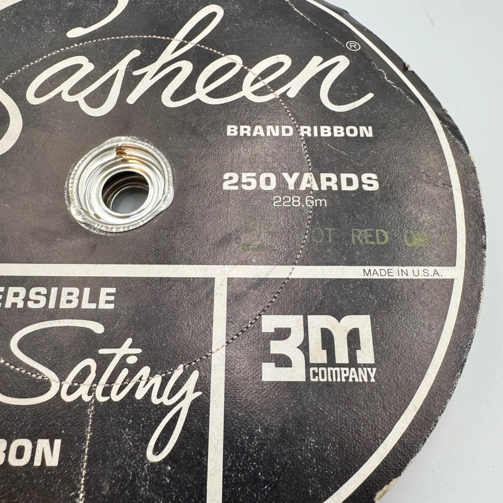 Vintage 3M Sasheen Ribbon Lot 3 Spools Orange New Gold Hot Red Reversible 250 Yd - Picture 2 of 4